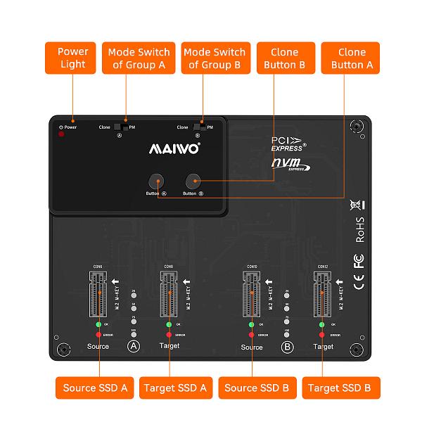 M.2 NVMe PCIe 4-Bay Duplicator 3